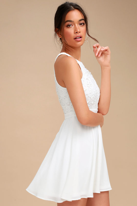 Lover's Game White Lace Skater Dress 2