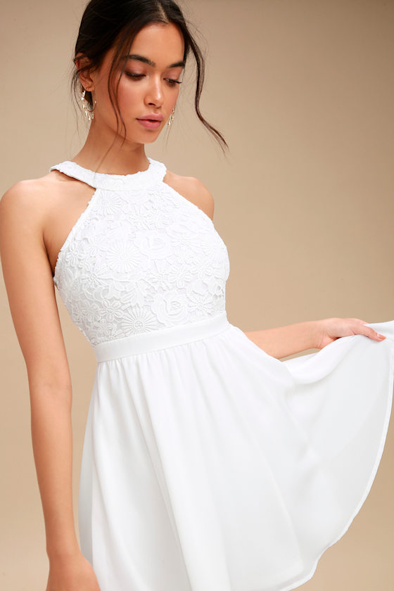 Lover's Game White Lace Skater Dress 3