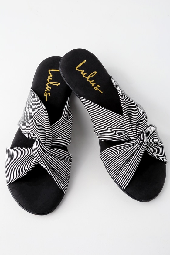black striped sandals