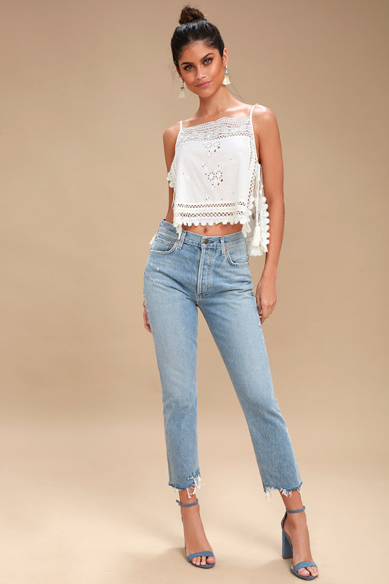 Garden Party White Embroidered Cami 1