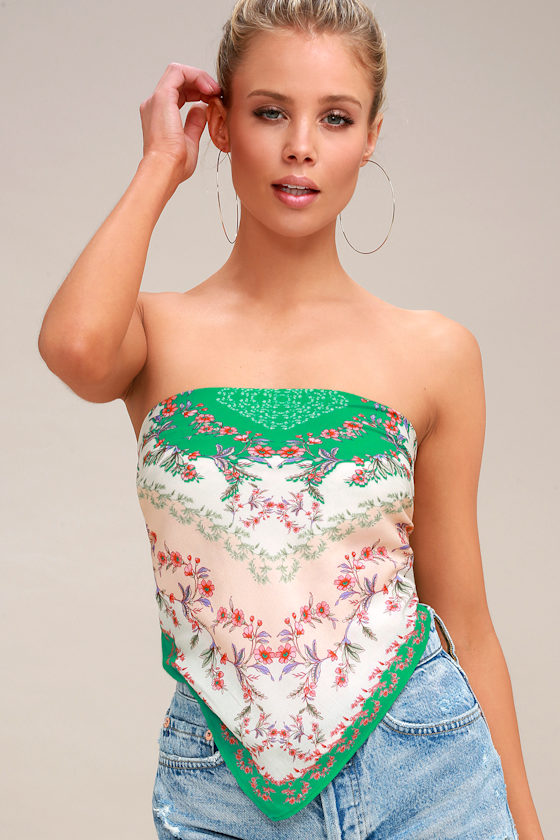 Reeve Green Print Handkerchief Top 1