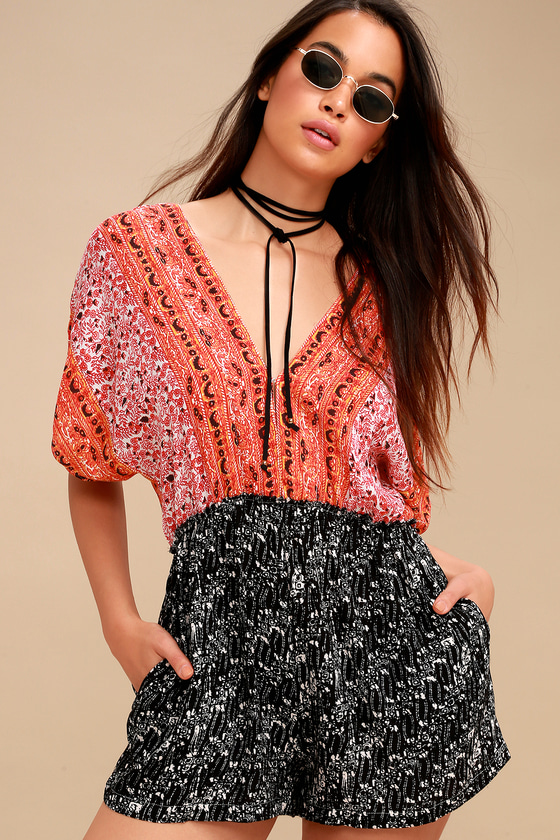 free people orange romper