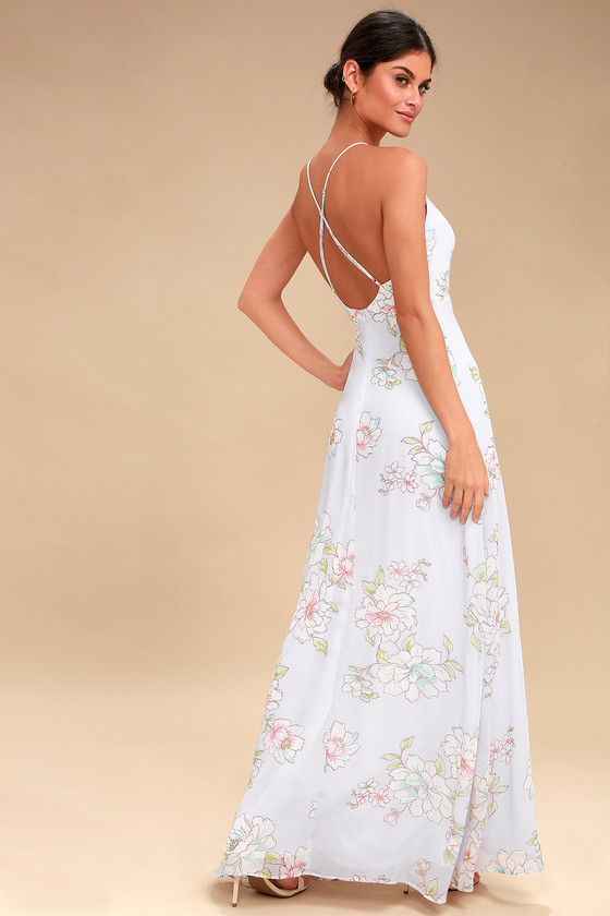 photo Lulus Blue Floral Maxi Dress blooms for you light blue floral print maxi dress