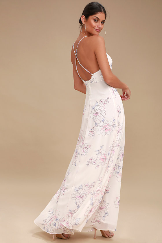 Blooms for You Pale Blush Floral Print Maxi Dress 1