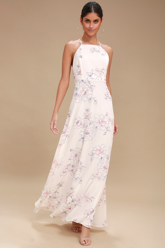 Blooms for You Pale Blush Floral Print Maxi Dress 2