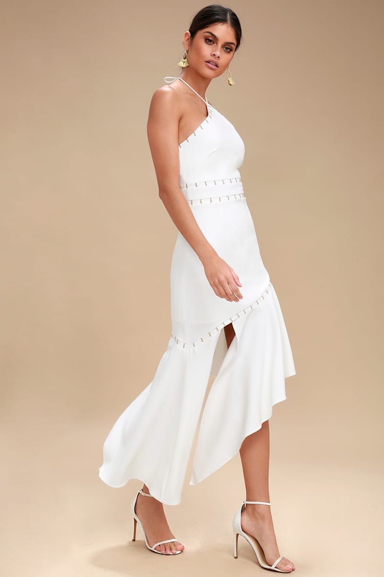 finders keepers ivory talisman dress Finders Keepers Talisman - Ivory Midi Dress - Halter Dress
