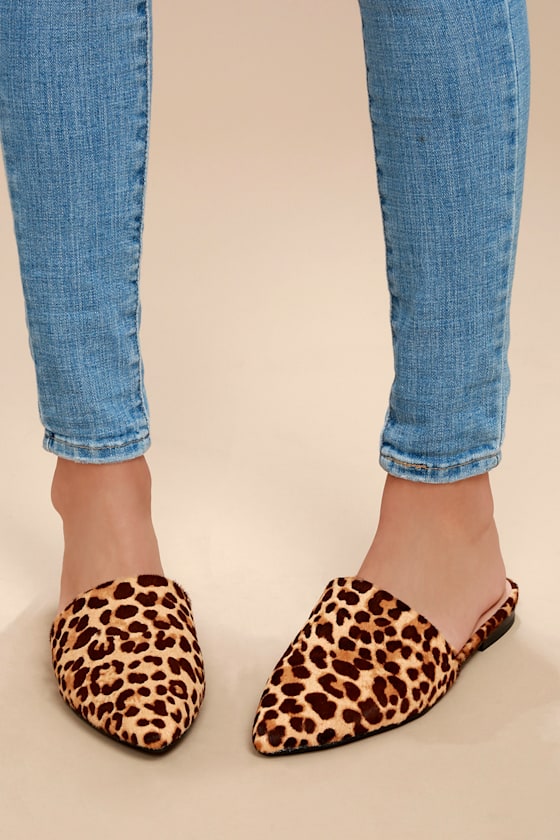 Trace Leopard Print Pony Fur Slides 1
