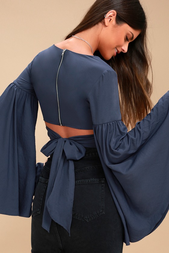 blue sleeve top