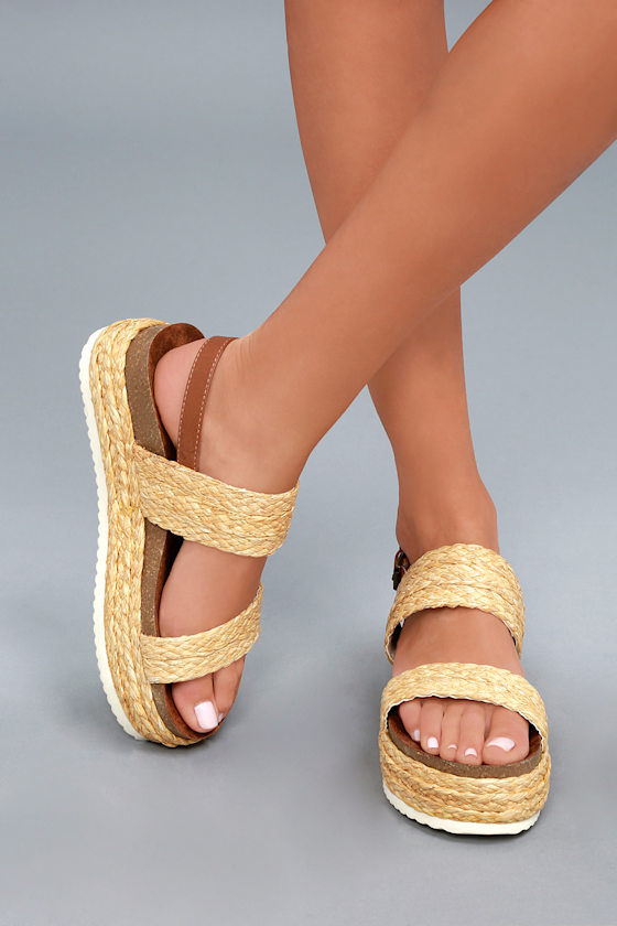Ava Natural Rafia Flatform Sandals 5