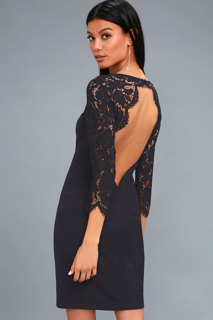 navy lace backless dress Lovely Blue - Dress - Bodycon Dress colour:ayana-open-back-mini-dress-black Shona Joy La Lune Color:Moss What truly sets this