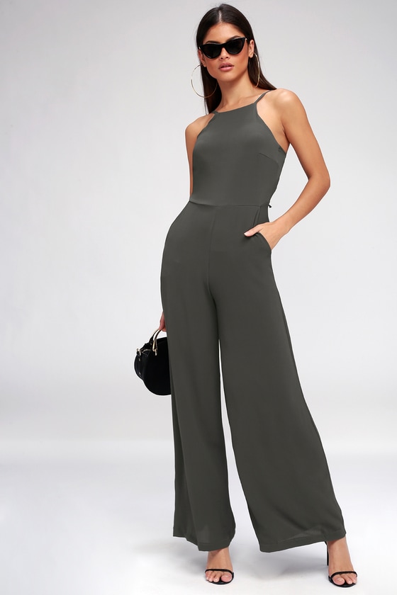 grey ribbed jumpsuit