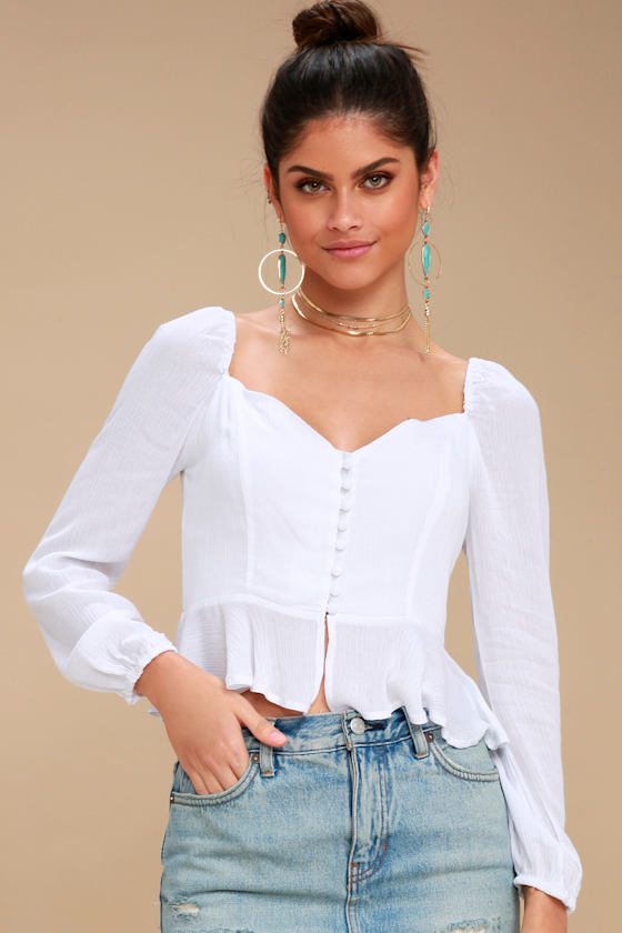 Skiathos White Long Sleeve Button-Up Top 3