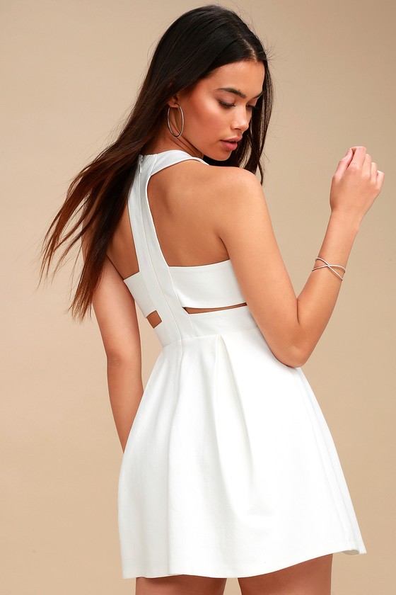 womens white skater dress