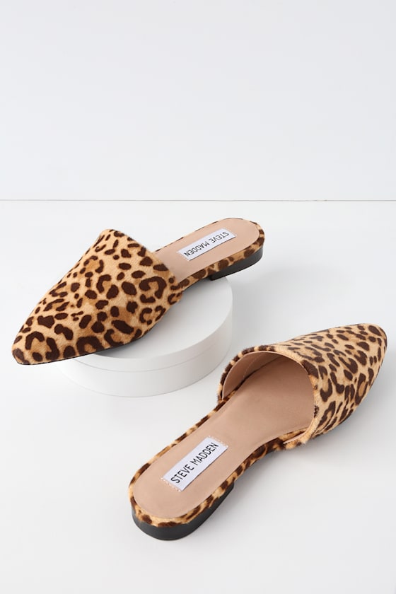 Trace Leopard Print Pony Fur Slides 2