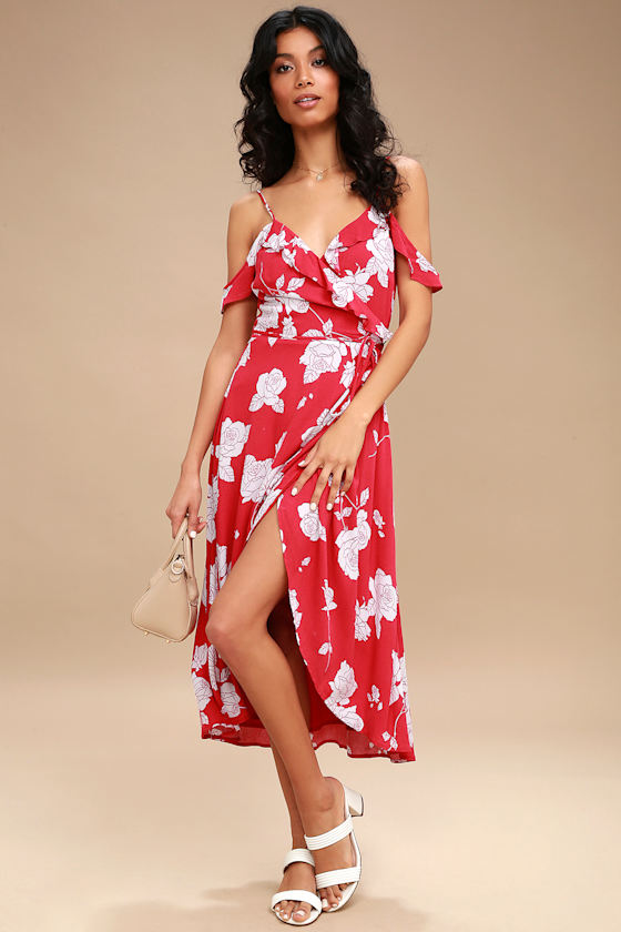 lulus red wrap dress