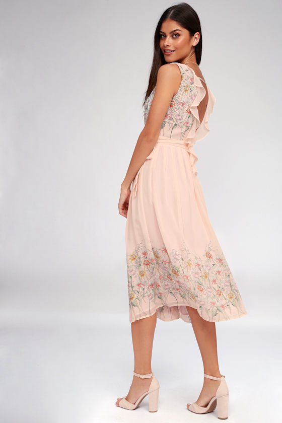 Bristol Blush Pink Floral Print Midi Dress 3