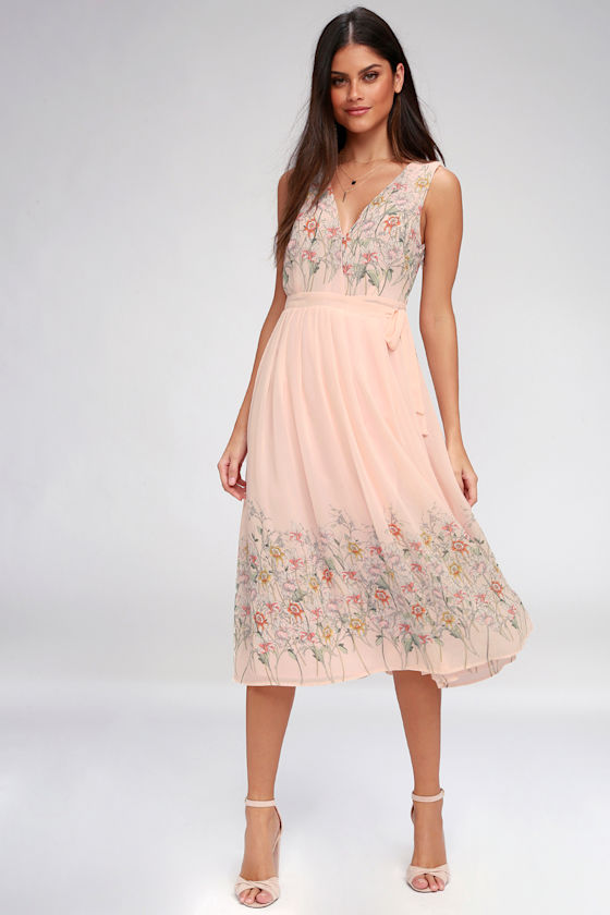 Bristol Blush Pink Floral Print Midi Dress 2