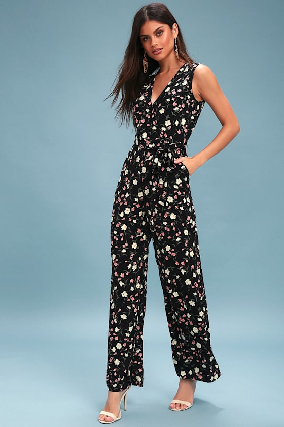 Robertson Black Floral Print Wide-Leg Jumpsuit 2