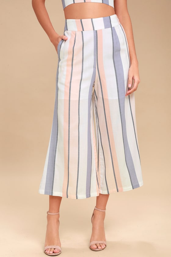 striped culotte pants