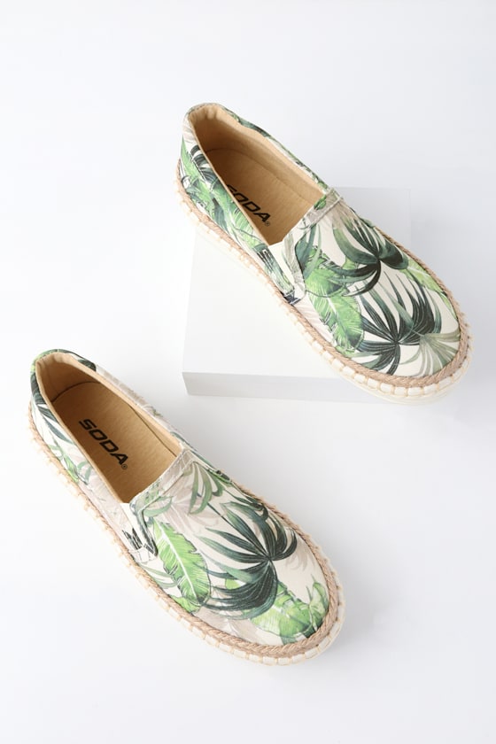 Cay Green Multi Tropical Print Slip-On Sneakers 1
