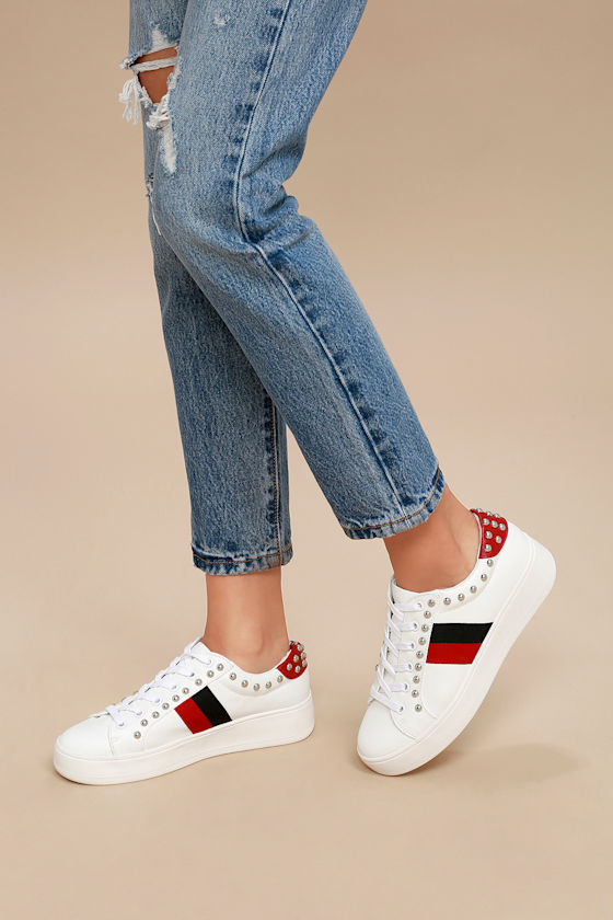 Belle White Multi Leather Sneakers 1