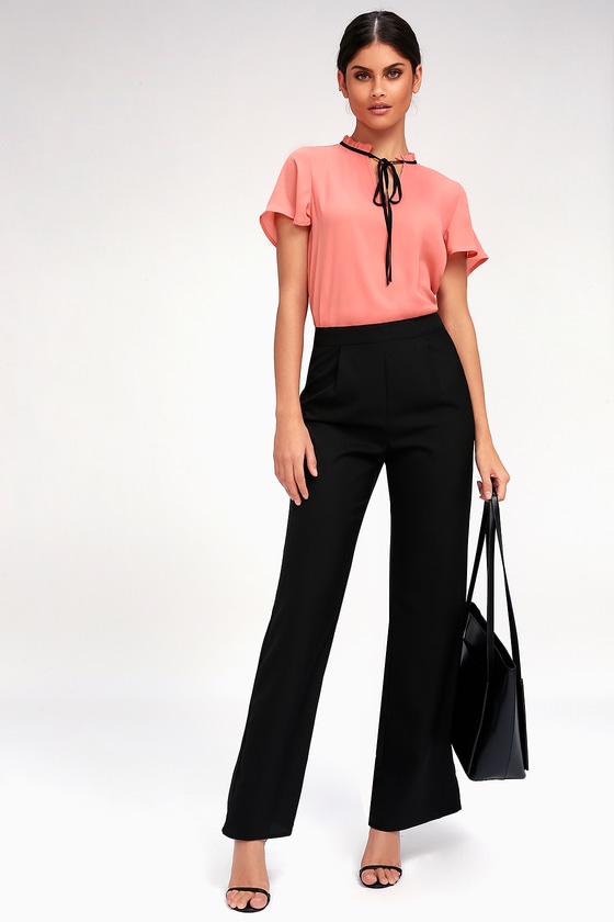 Chic Short Sleeve Top - Coral Pink Top - Tie-Neck Top - Lulus