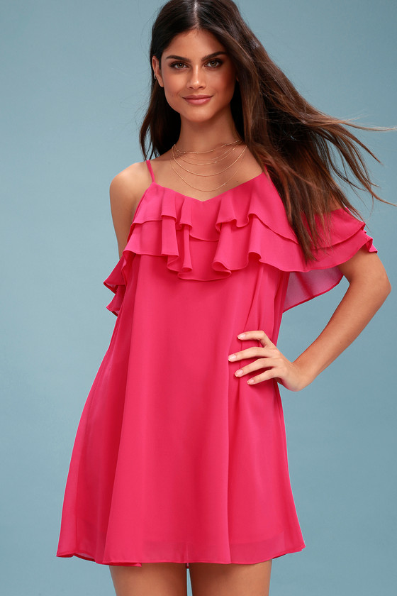 fuchsia one shoulder dress