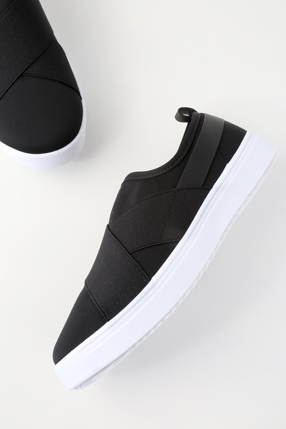 Sleek Black Sneakers SlipOn Sneakers Trendy Sneakers Lulus