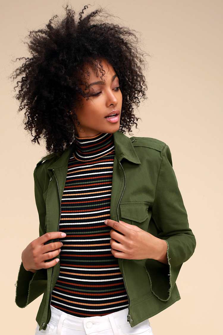 Army Jacket Green Cropped Jacket Ladies NWT Zara Canvas Army Green