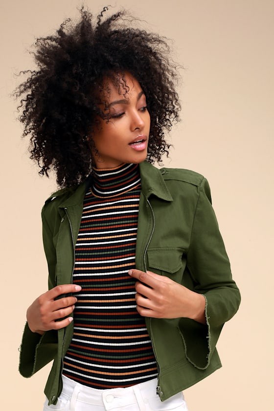 Jennie Olive Green Cropped Jacket 2