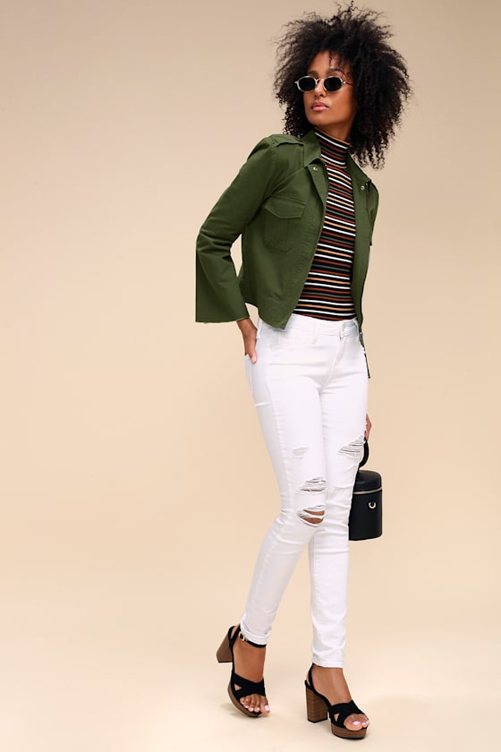 BB Dakota Jennie - Olive Green Cropped Jacket - Army Jacket - Lulus