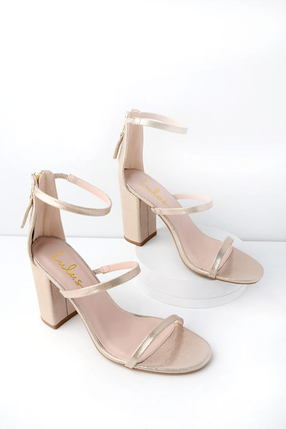 metallic ankle strap heels