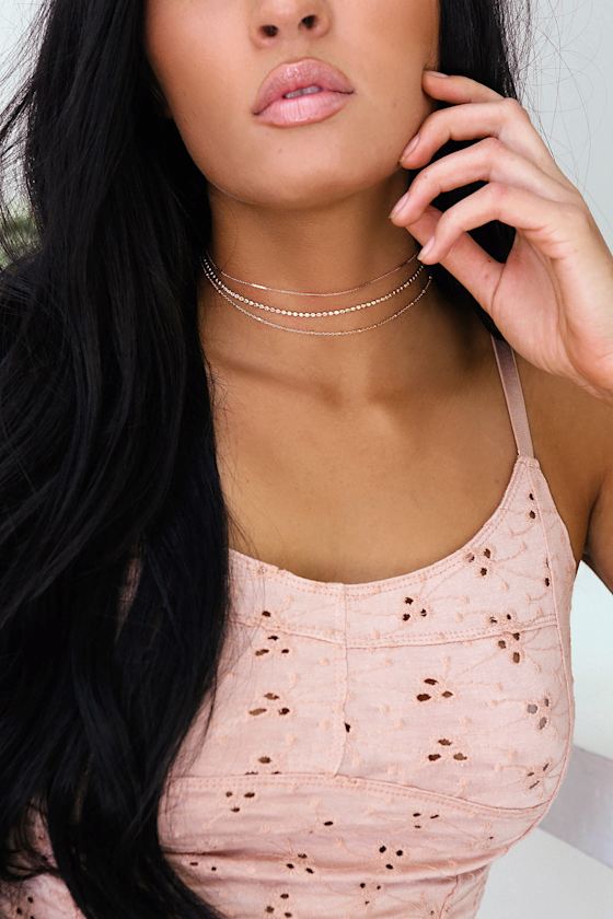 Quasar Rose Gold Choker Necklace Set 1