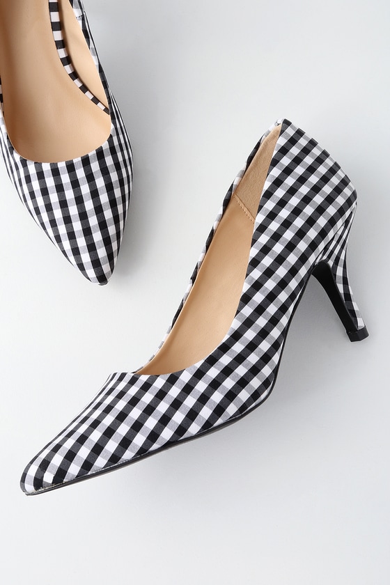 gingham kitten heels