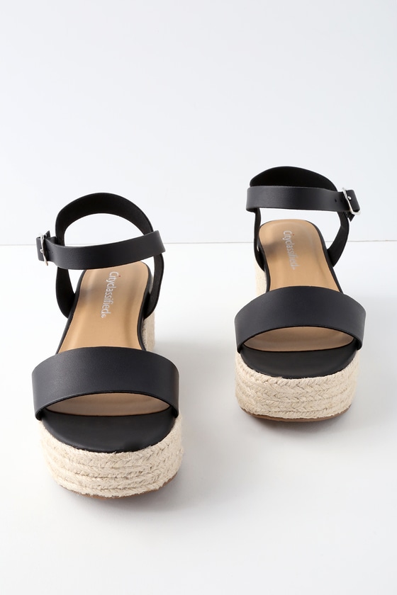 black espadrille flat sandals
