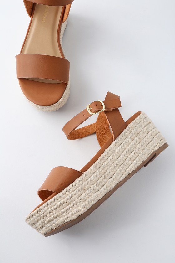 Cute Tan Sandals - Espadrille Sandals - Flatform Sandals