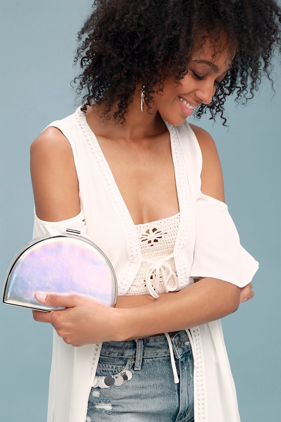 What's Your Shine? Silver Half Moon Clutch 2
