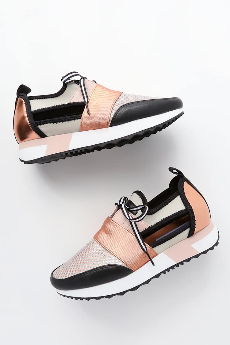 Steve Madden Arctic - Rose Gold Sneakers - Cutout Sneakers - Lulus