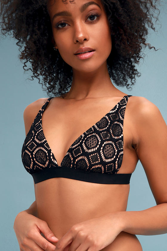 Deana Black Crochet Lace Bikini Top 1
