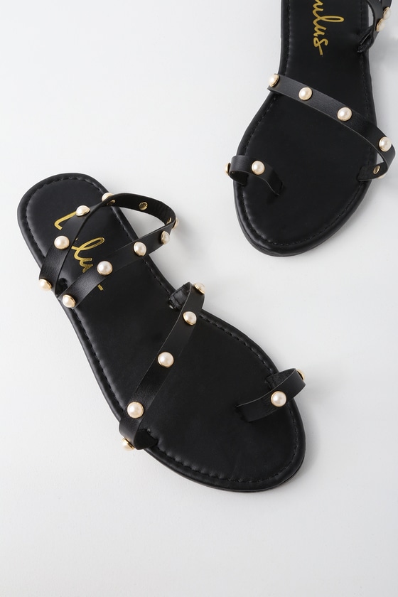 pearl black sandals