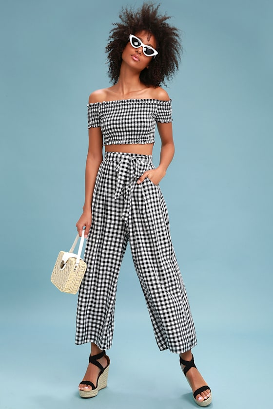 Styled at Heart Black and White Gingham Culotte Pants 1