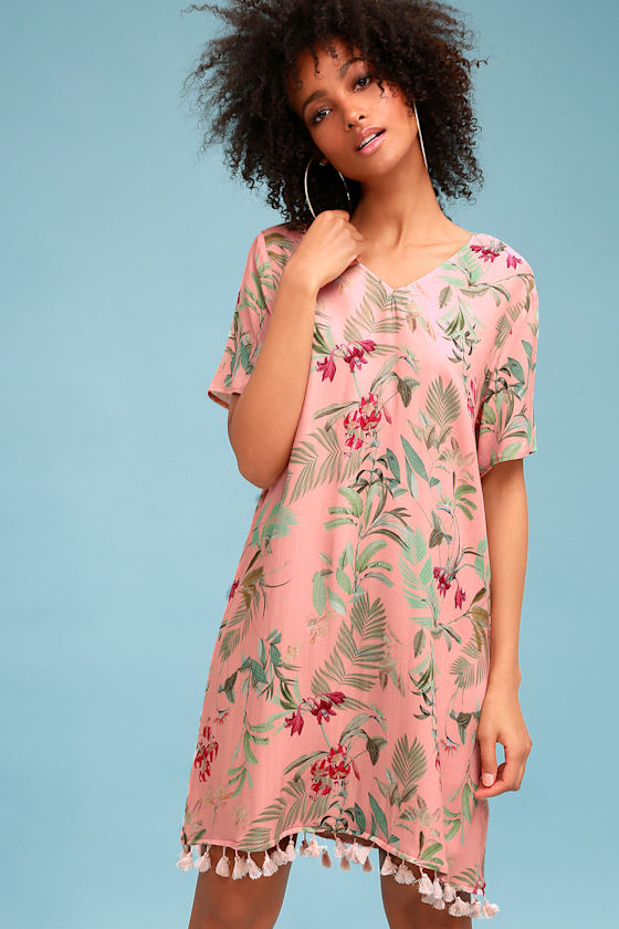 Pink Neon Stripe Button-Down Cabana Dress main image 0