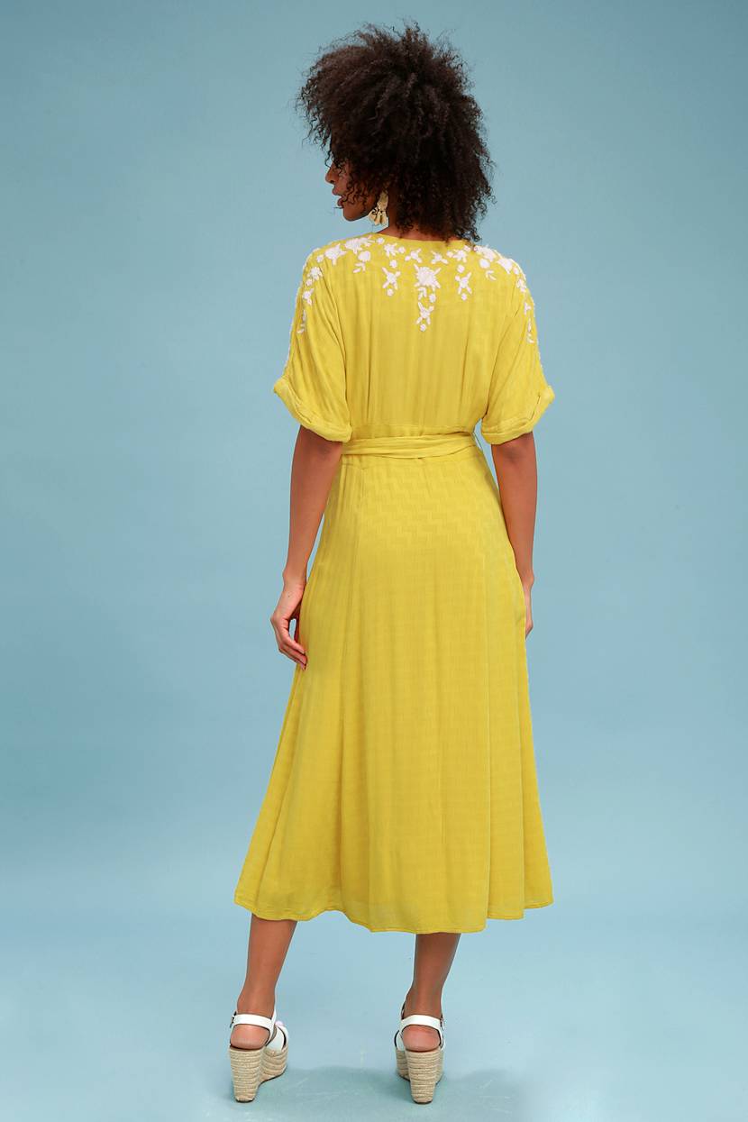 Free People Love to Love You - Mustard Yellow Midi Dress - Lulus