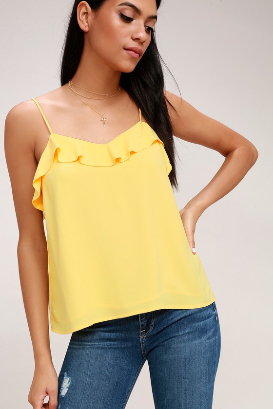 Cute Yellow Top - Ruffled Top - Tank Top - Sleeveless Top - Lulus