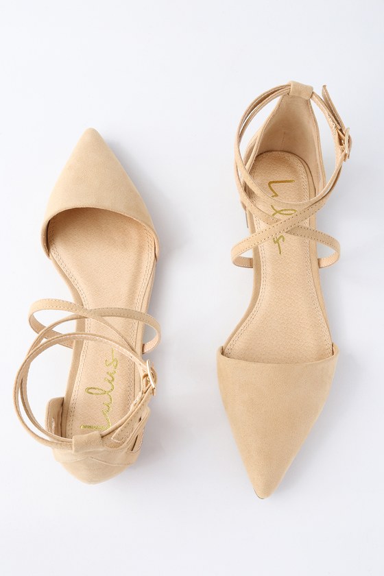 tan flats pointed toe