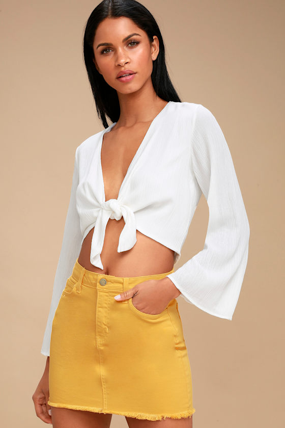 Pop and Lock Mustard Yellow Denim Mini Skirt 2