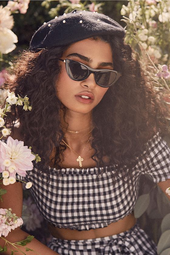 Plaid and Boujee Black and White Gingham Crop Top 5