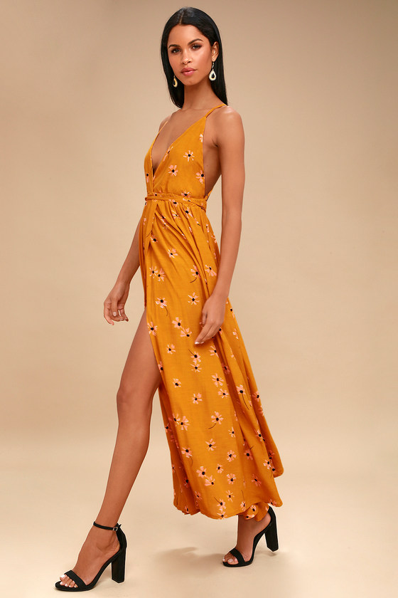 burnt orange floral maxi dress