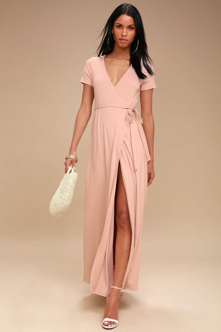 Evolve Pale Pink Wrap Maxi Dress Evolve Pale Pink Wrap Maxi Dress