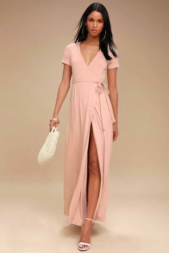 Evolve Pale Pink Wrap Maxi Dress 2
